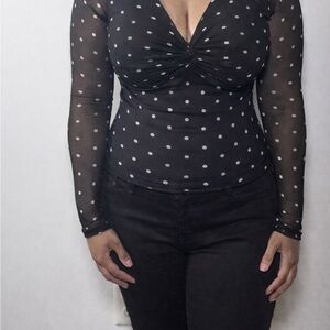 Peek-A-Boo Polka Dot Brunch Top